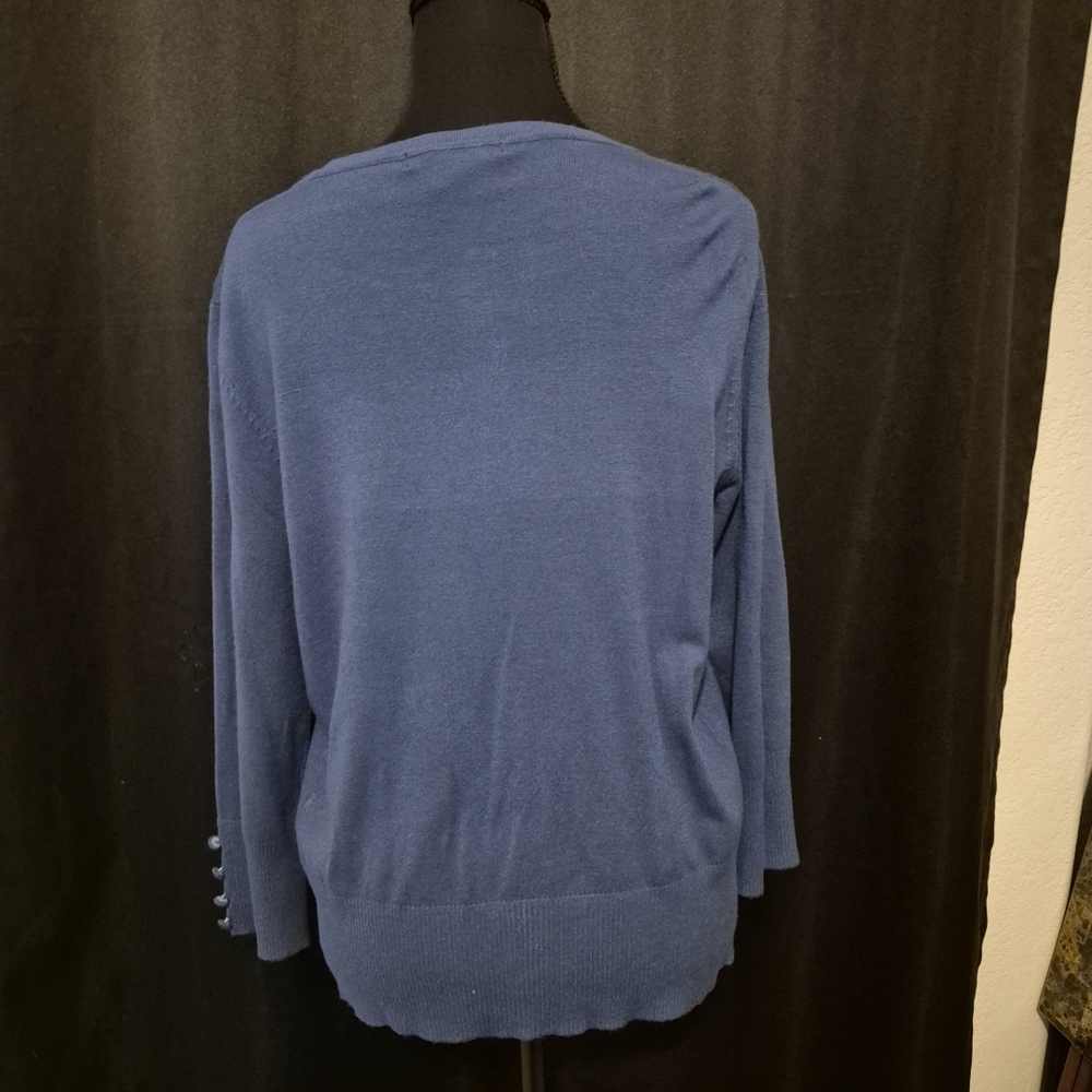 Grace Elements Blue Button-Up Cardigan - Picture 2 of 3